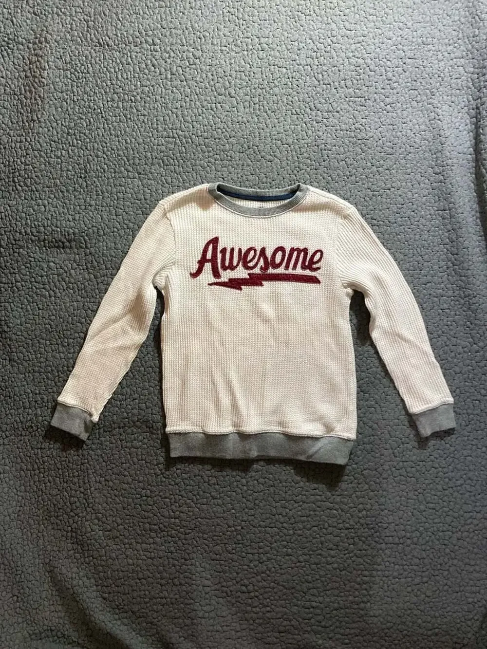 Old Navy Boys Waffle Knit Long Sleeve T-Shirt Awesome Graphic